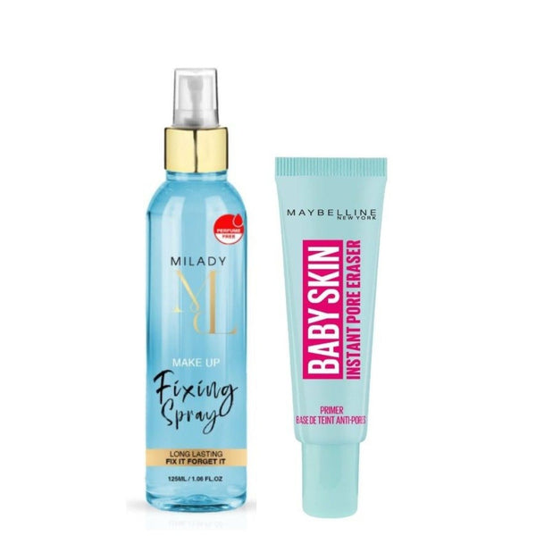 Meledy & Maybelline Makeup Set Primer & Setting Spray Long-Lasting Finish