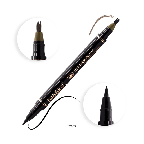 Make Over 22 Dual Eyebrow and Eyeliner Pencil Waterproof Black/Soft Brown EY003