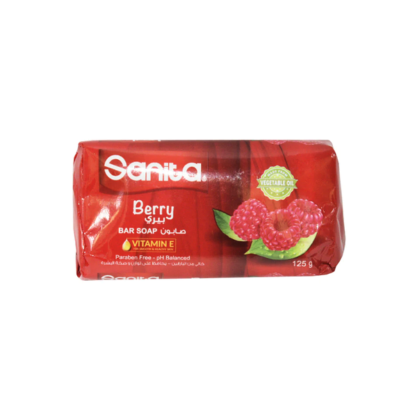 Sanita Red Berry Extract Moisturizing Cleansing Soap Bar, 125g