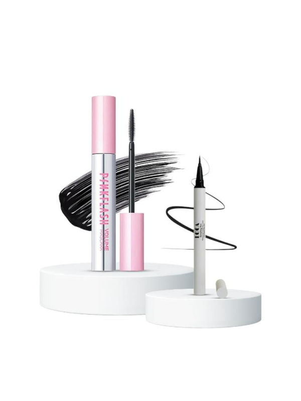 Luca Liquid Eyeliner & Pink Flash Mascara Set - Black