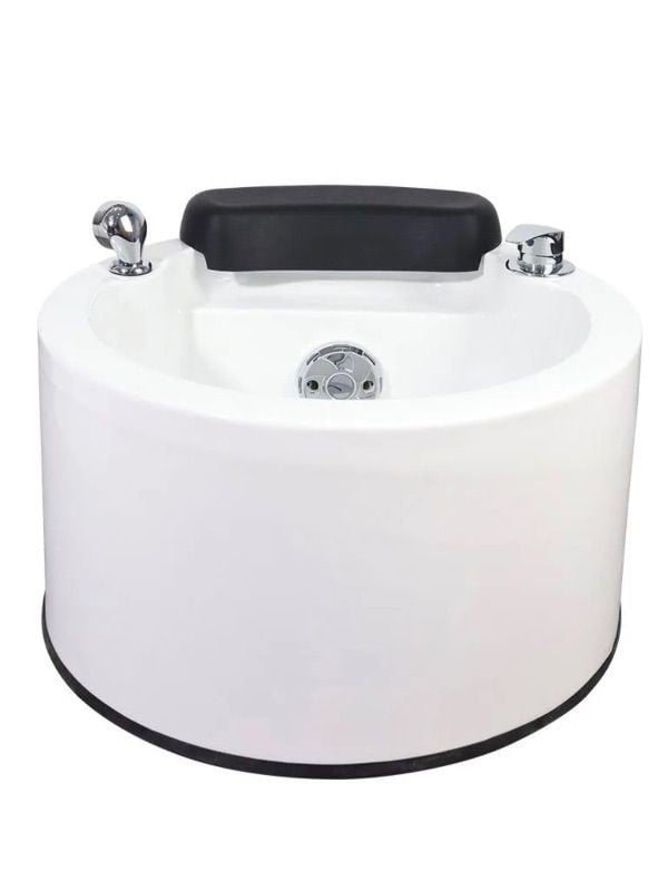 Salon System White Jacuzzi Pedicure Tub - Black Foot Pedestal