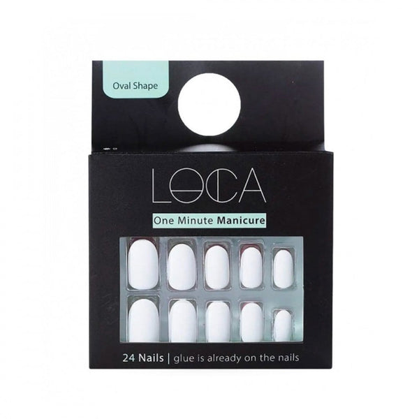 Luca Artificial Nails Self-Adhesive Matte White Size #12 24 Count