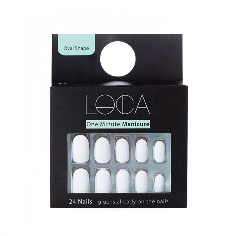 Luca Artificial Nails Self-Adhesive Matte White Size #12 24 Count