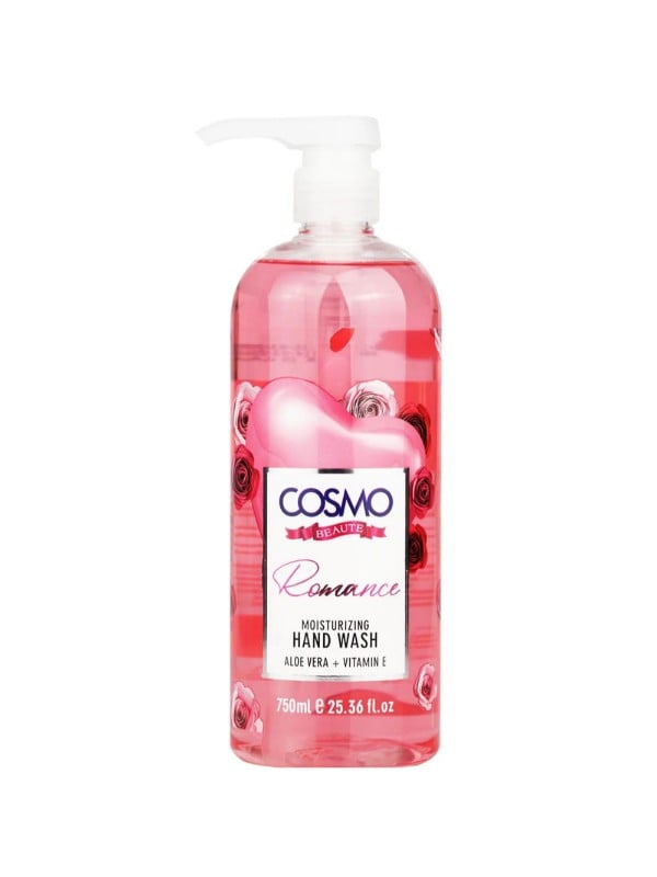 Cosmo Romance Hand Wash - Rose Scent, Vitamin E, Aloe Vera, Moisturizing, 750ml